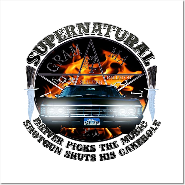 Supernatural Driver picks the music shotgun Wall Art by Ratherkool